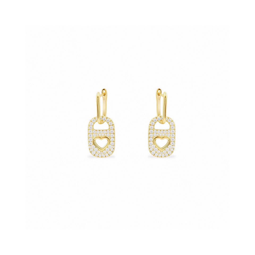APM Monaco Gold Heart Lock Earrings